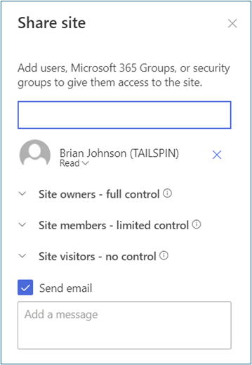 Add a member to a group dialog