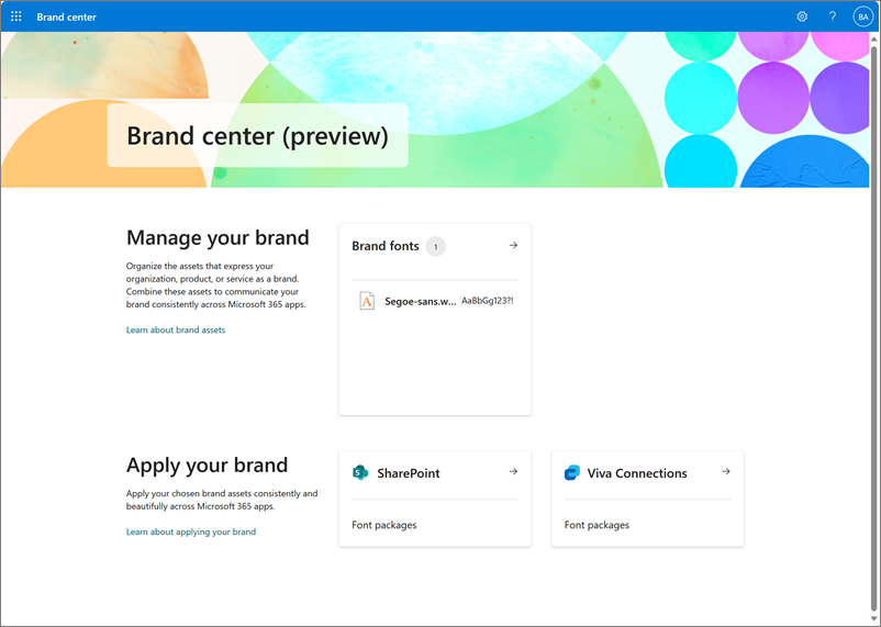 Screenshot of Brand Center preview overview.