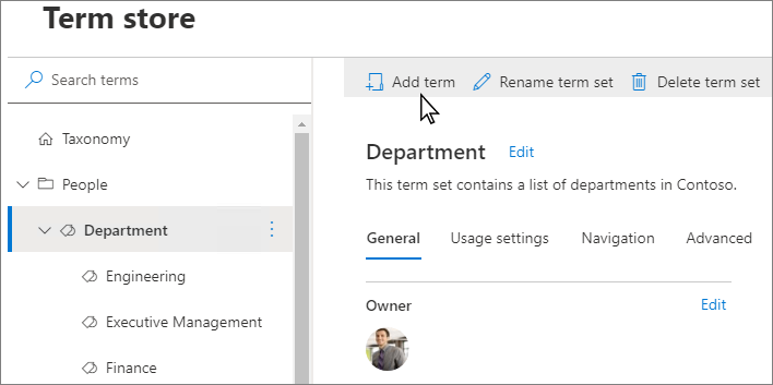 Create and manage terms in a term set - SharePoint in Microsoft 365 |  Microsoft Learn