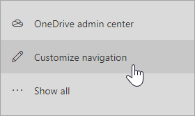 The Customize navigation option at the bottom of the navigation pane.