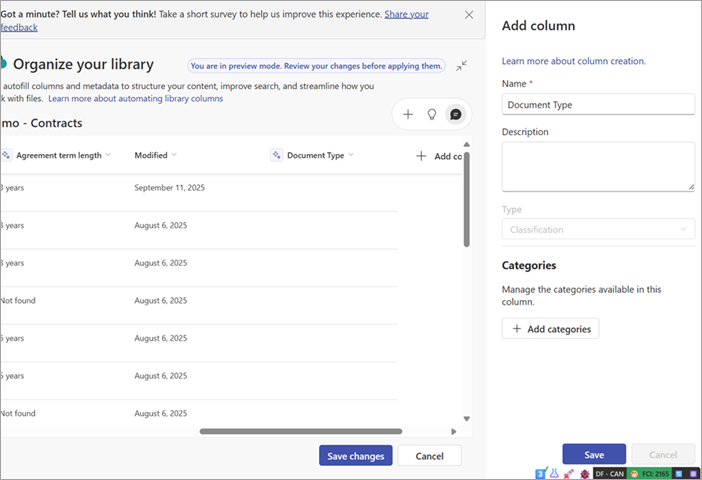 Screenshot of the Add column panel and agent preview.
