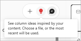 Screenshot of the chat panel showing the lightbulb icon to suggested additional columns.