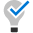 Image of a checked lightbulb symbol icon.