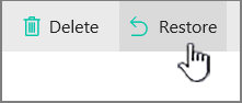 Screenshot shows SharePoint Online Restore button highlighted.