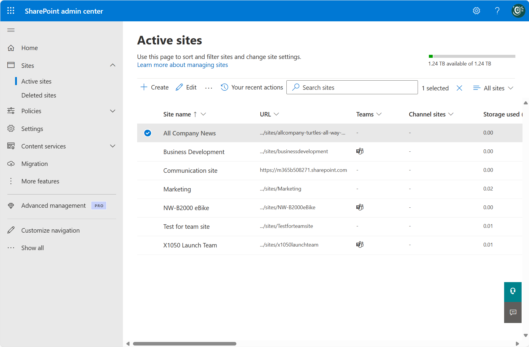 Manage sites in the SharePoint admin center - SharePoint in