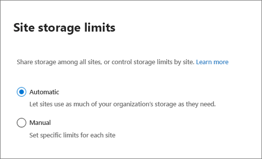 Manage site storage limits in SharePoint in Microsoft 365 - SharePoint in  Microsoft 365 | Microsoft Learn
