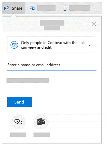Screenshot of sharing dialog showing a sharing link for people inside the organization.