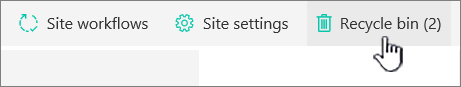 Screenshot shows the SharePoint Online Site Contents page Recycle button.