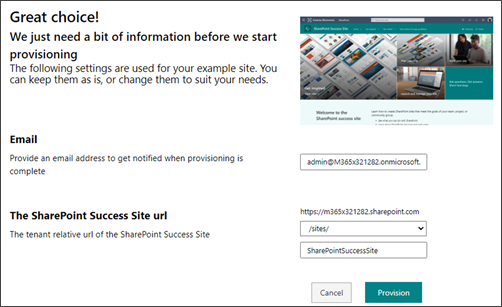 Image of the SharePoint Success Site look book page details.