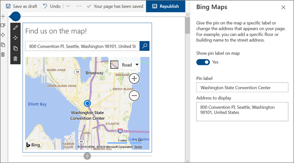 Image of the Bing maps web part