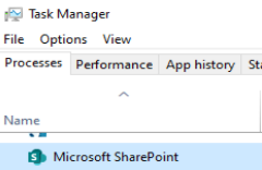 Microsoft SharePoint shows as a background process.