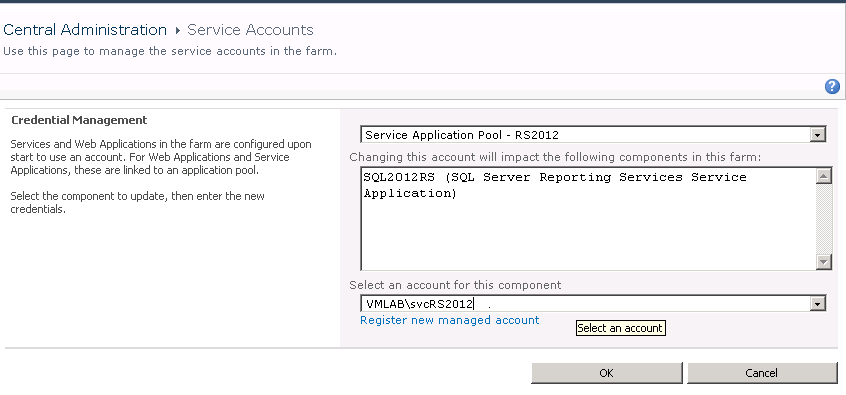 Screenshot of selecting Active Directory account.
