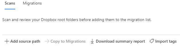 Step 2: Scan and assess Dropbox folders using Migration Manager - Migrate  to Microsoft 365 | Microsoft Learn