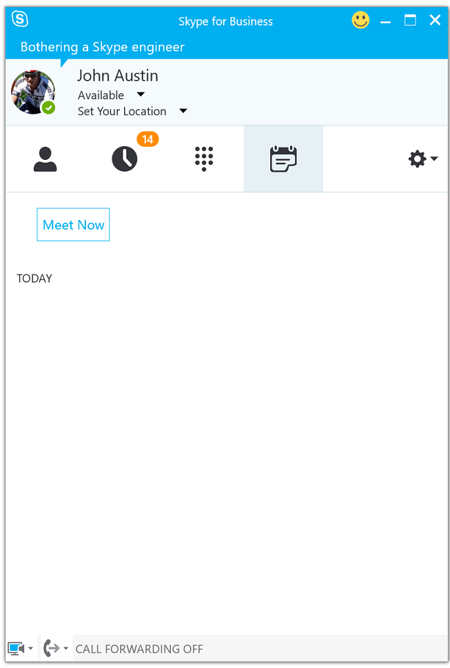Meet Now button on the Skype for Business client