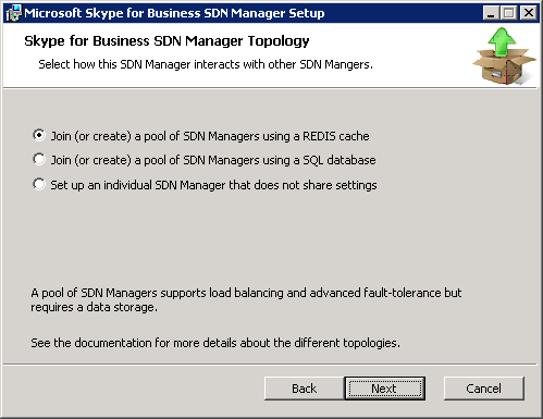 SDN Manager toplology wizard page