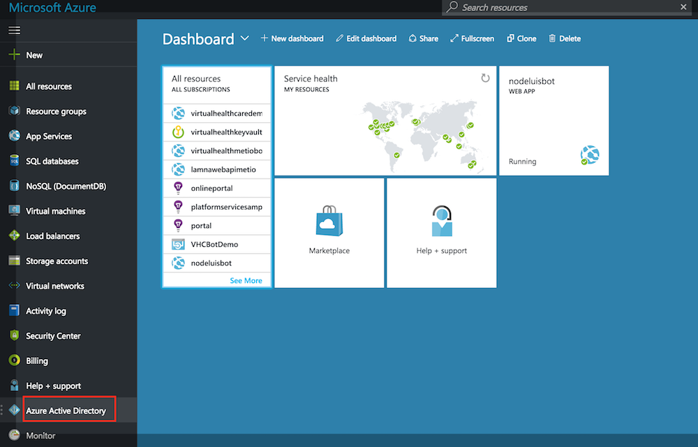 Click the Azure Active Directory tab in the left column.