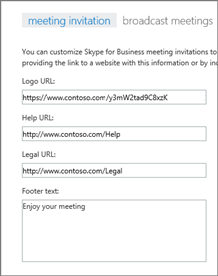 Here's what it might look like when you complete the form to customize your meeting invitations.