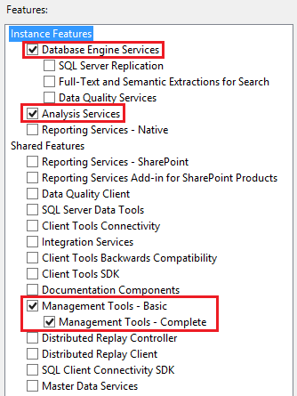 SQL Server feature requirements.