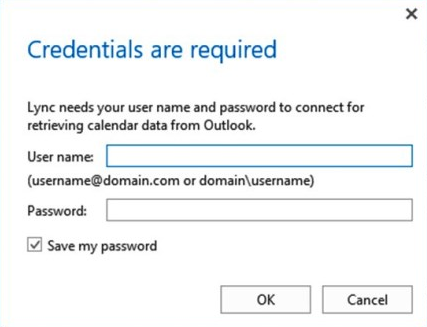 Screenshot that shows the Credentials are required window.