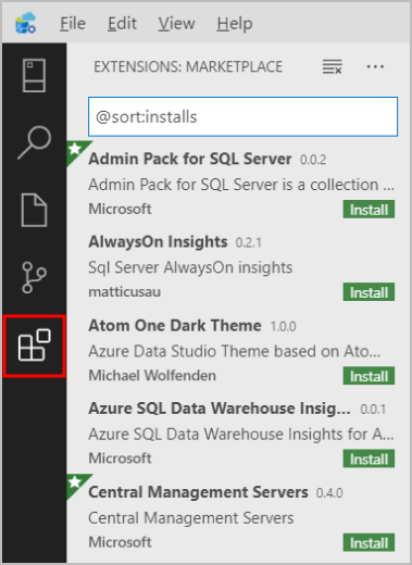 Screenshot showing the Extension manager icon.