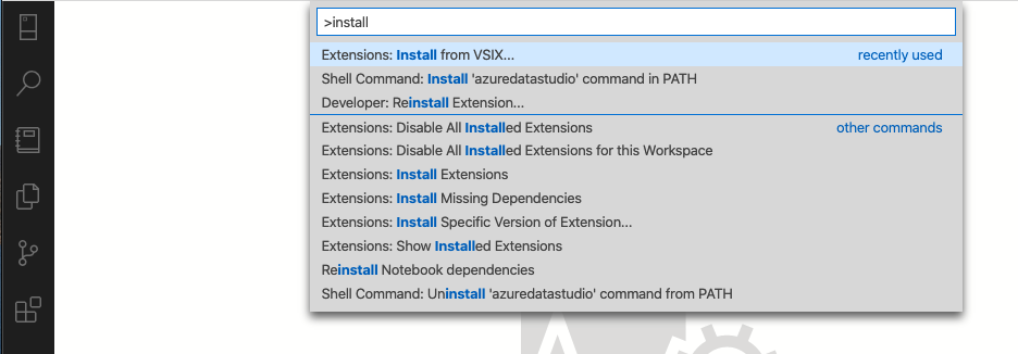Screenshot that shows installing VSIX.