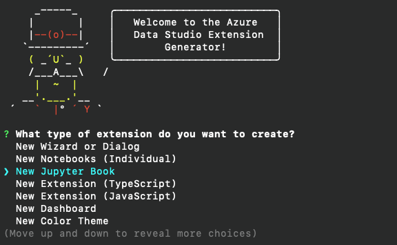 Screenshot that shows the extension generator.