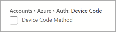 Screenshot of Azure authentication Device Code option.