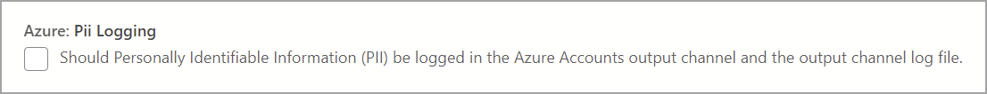 Screenshot of Azure authentication PII logging option.