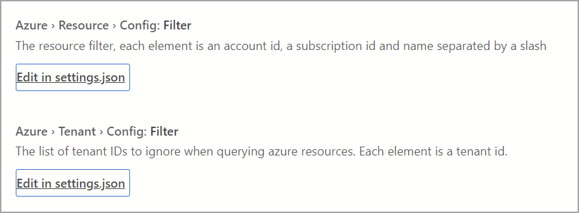 Screenshot of Azure authentication resource configuration options.