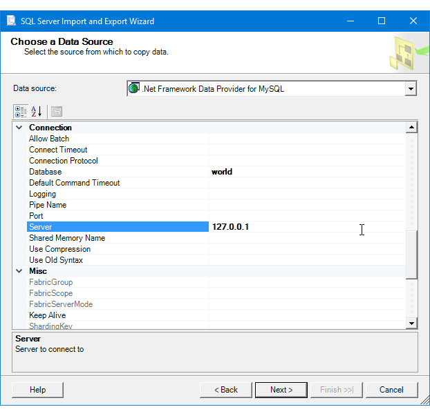 Connect to a MySQL Data Source (SQL Server Import and Export Wizard) - SQL  Server Integration Services (SSIS) | Microsoft Learn