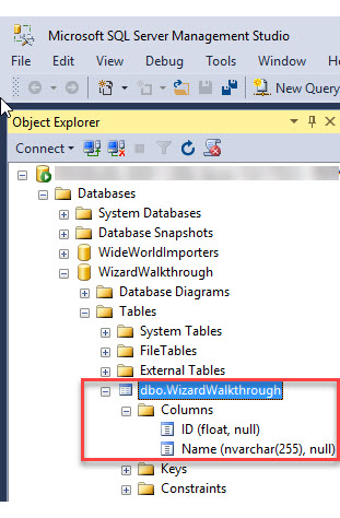 Data copied to SQL Server
