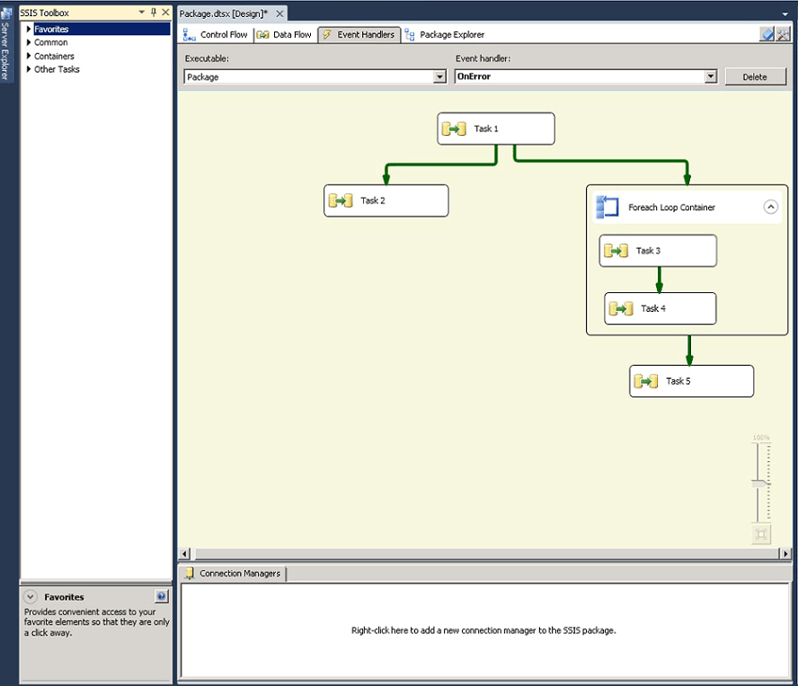 Screenshot of design surface with event handler