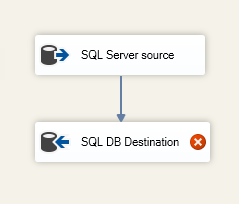 Screenshot showing the source and destination adapters. A blue arrow points from the source adapter to the destination adapter.