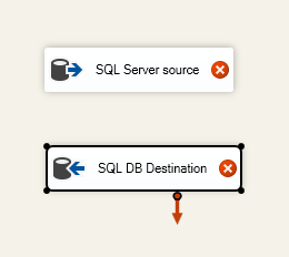 Screenshot of a destination adapter being dragged to a location directly below the source adapter.