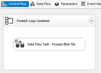 Screenshot showing the control flow Foreach Loop container.