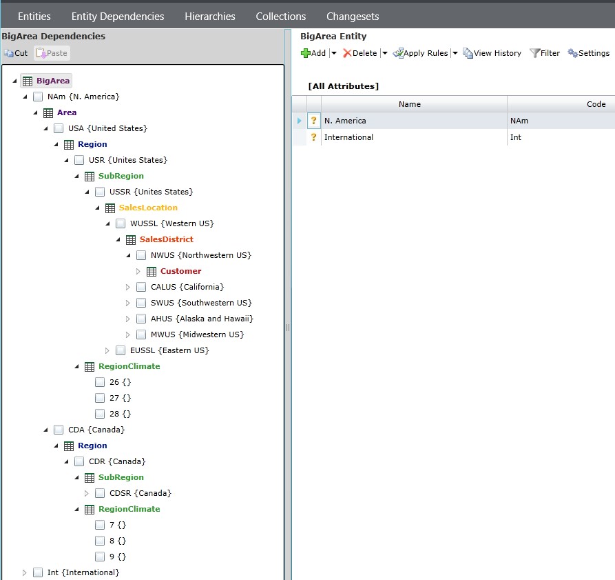 Entity dependencies explorer sql server master data services