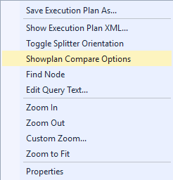 Screenshot of Plan compare options.