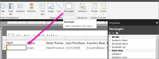 Screenshot showing how to insert a rectangle.