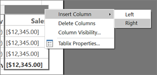 Screenshot that shows how to insert a column to the Report Builder KPI report.
