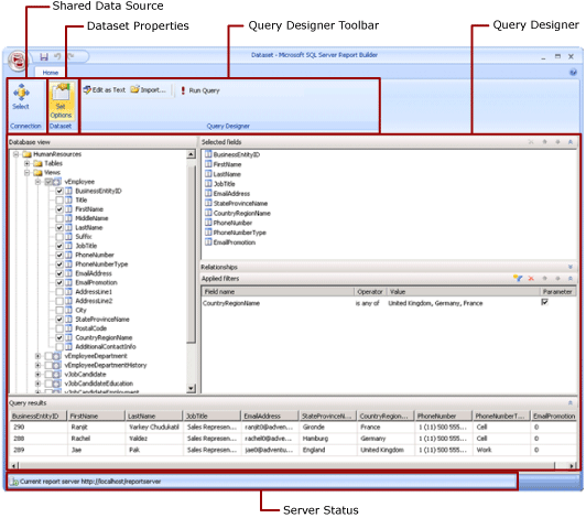 Shared Dataset Design View (Report Builder) Microsoft Report Power BI Report Builder | Microsoft Learn