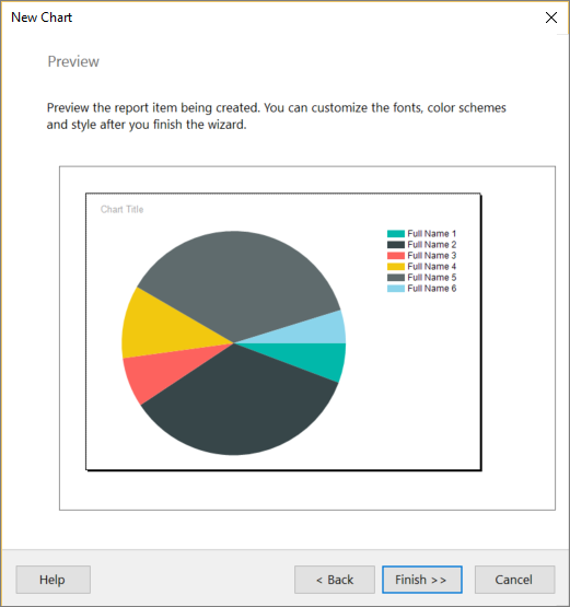 Screenshot of the Report Builder New Chart Preview.