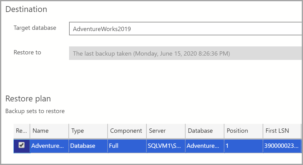 Once you have chosen a backup file path, the rest of the fields autopopulate