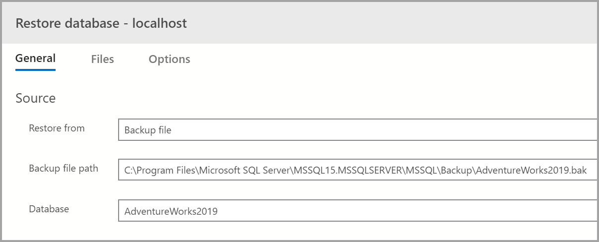 Select your backup file path