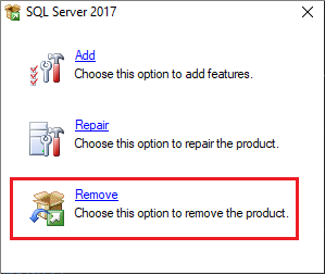 Uninstall an existing instance of SQL Server (Setup) - SQL Server |  Microsoft Learn