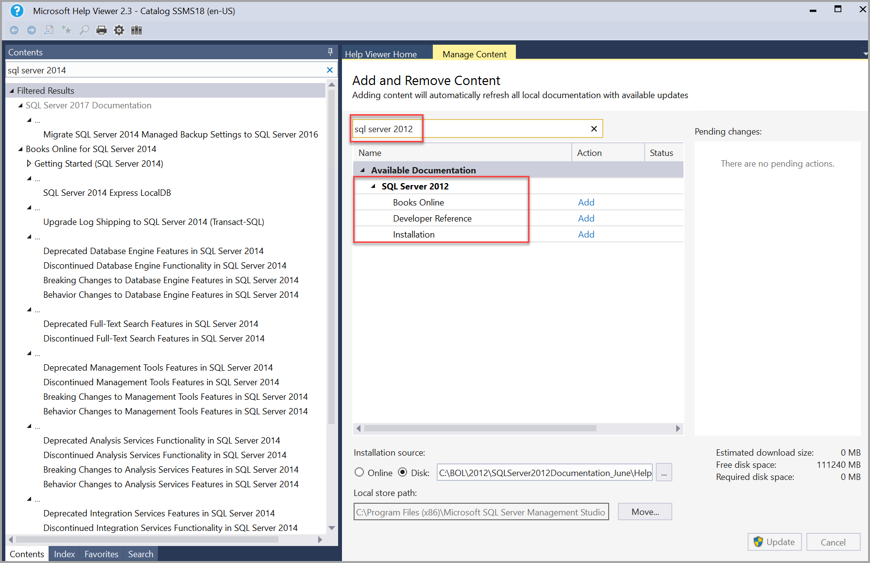 Install SQL Server documentation to view offline - SQL Server | Microsoft  Learn