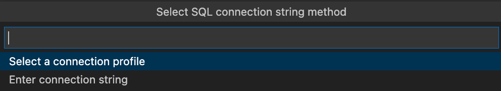 Screenshot of a prompt to select connection string setting method.