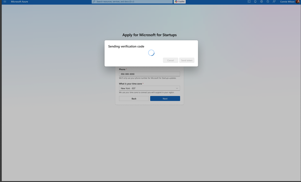Sending verification code loading state.