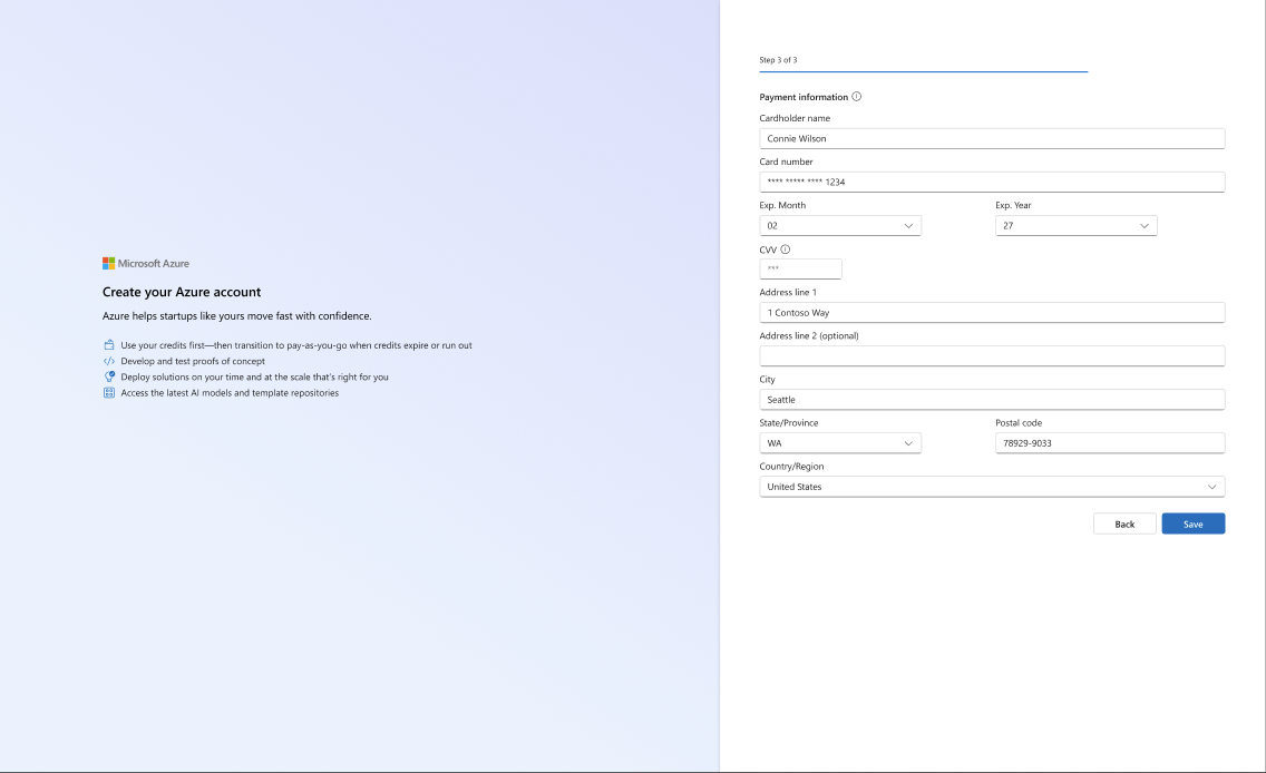 Step 3 of 3: Payment information.