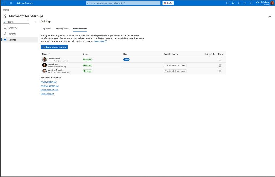 Profile changes saved confirmation with the View benefits button.