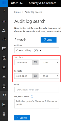 Search date of Stream (Classic) audit logs.